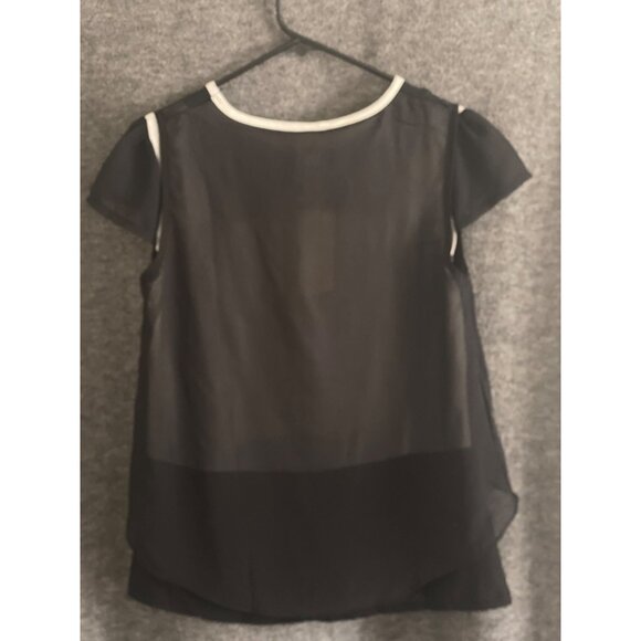women's black white cap sleeve top partysu yy Korea size XL - Picture 9 of 11